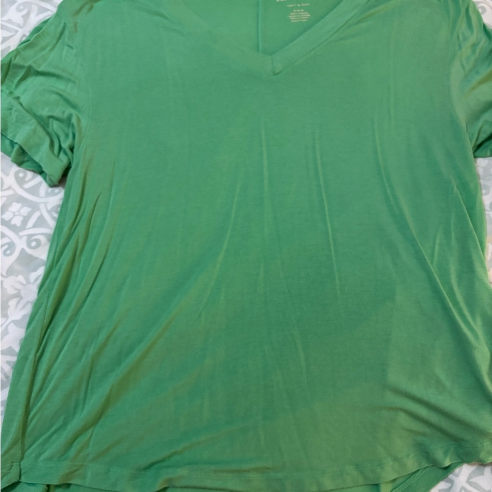 American Eagle Outfitters Green V-Neck Short Sleeve Tee
